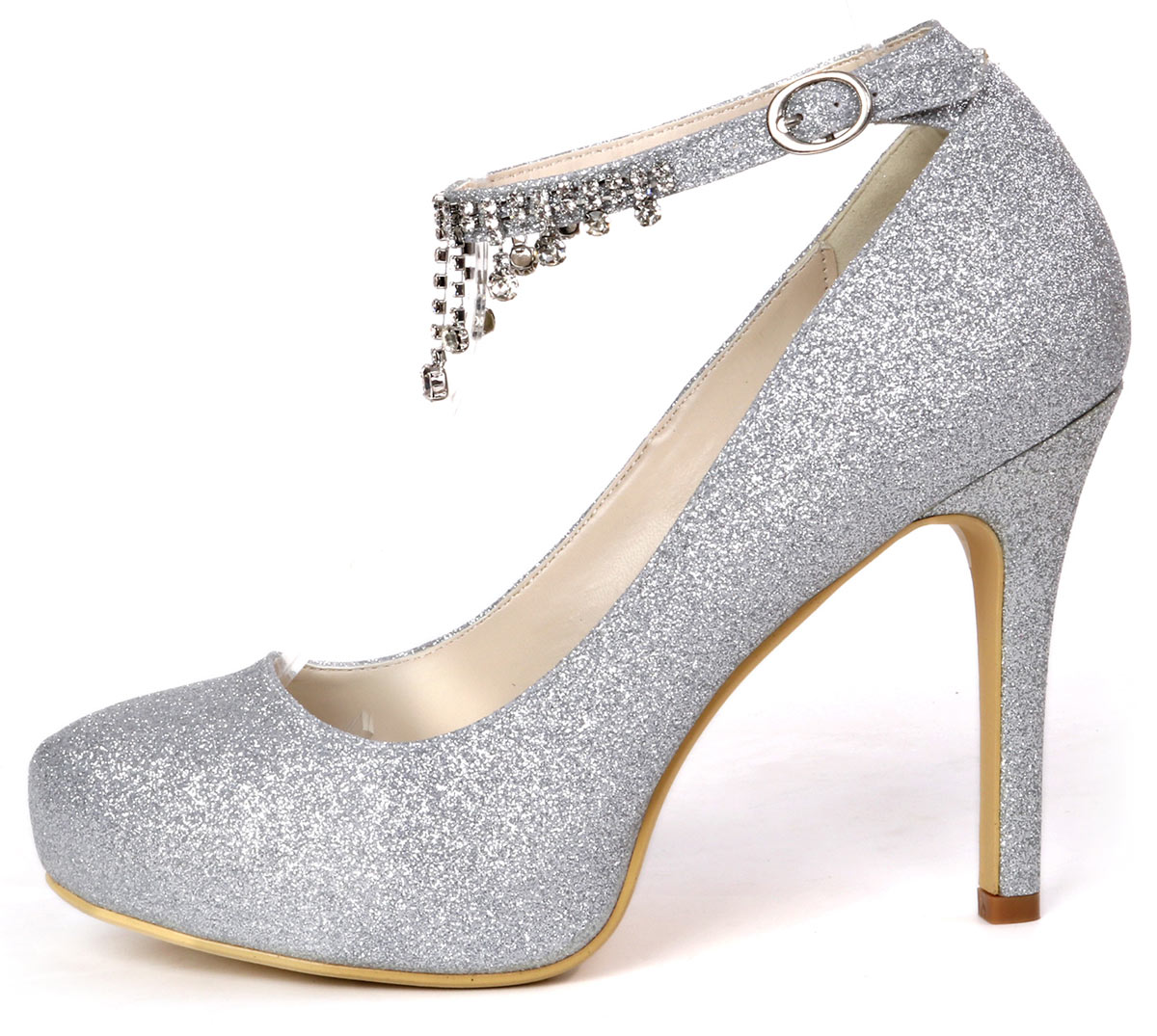 escarpin argenté brillant pour soirée