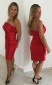 Robe fourreau rouge bustier en satin élastique